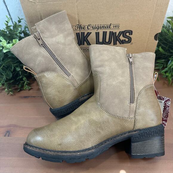Muk Luks Womens Logger Niagara Taupe Boots Size 9 - Picture 4 of 10